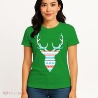 Ugly Christmas Pattern Deer Women's T-Shirt thumb 4