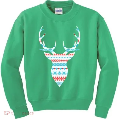 Ugly Christmas Pattern Deer Kids Sweatshirt