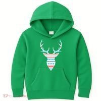 Ugly Christmas Pattern Deer Kids Hoodie thumb 0