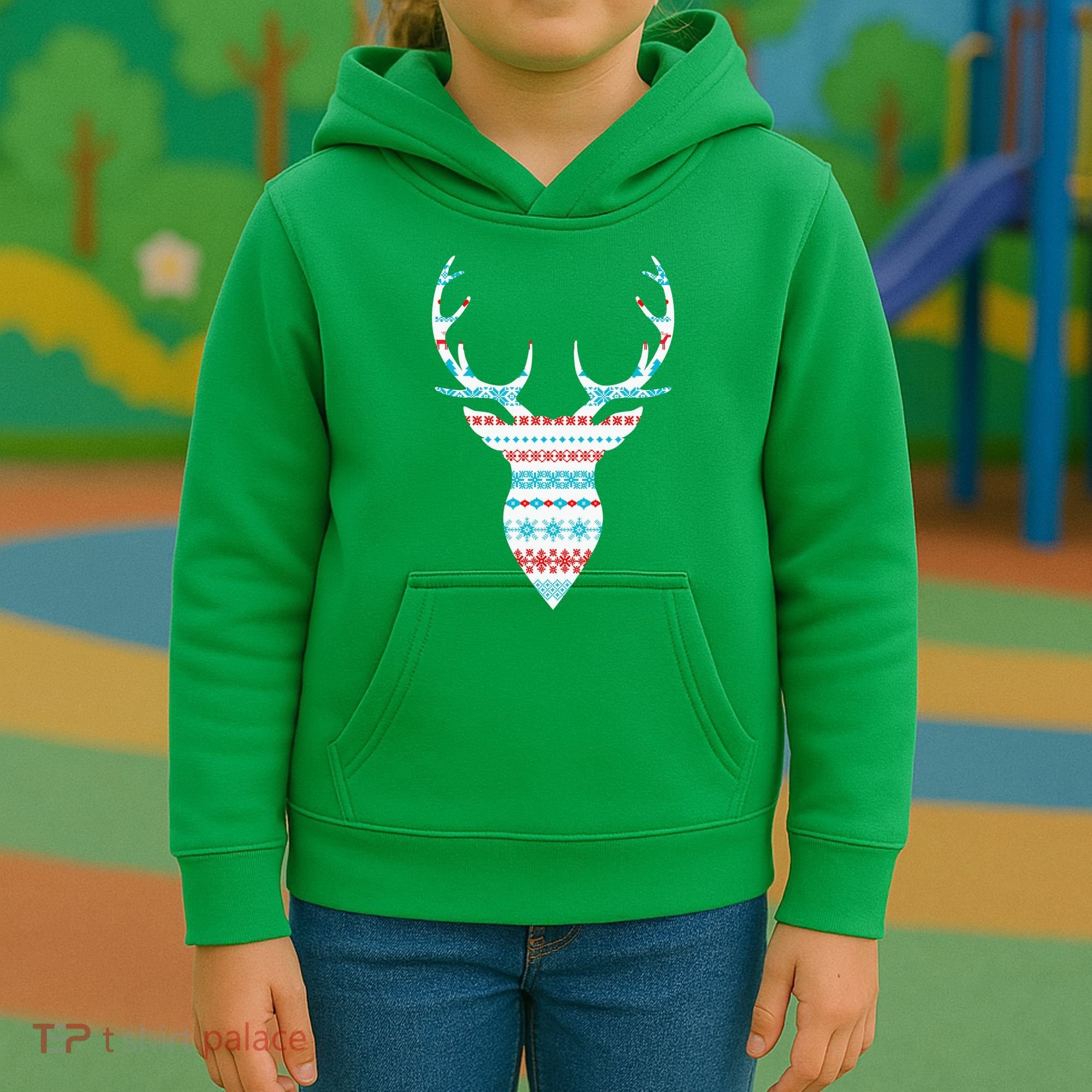 Ugly Christmas Pattern Deer Kids Hoodie
