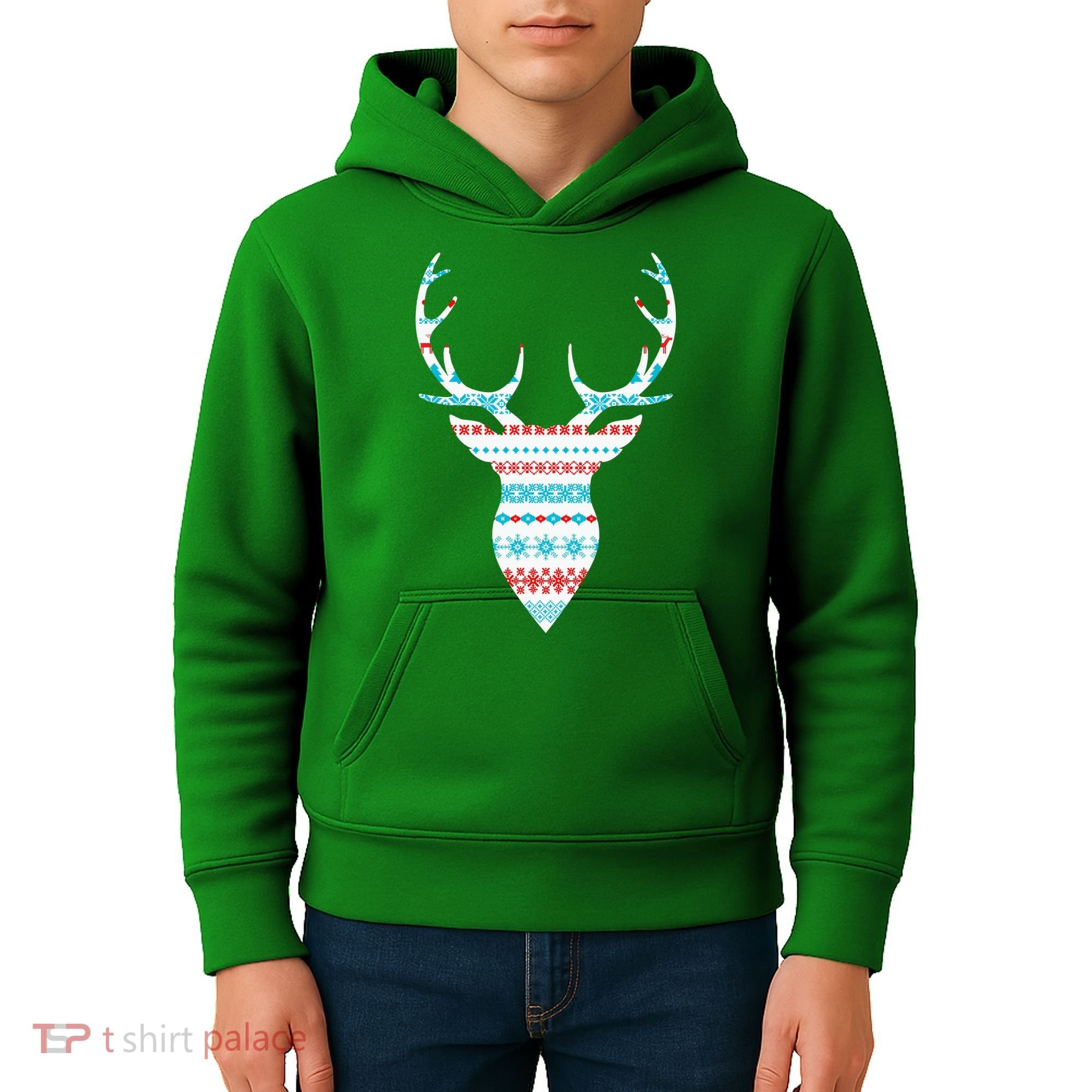 Ugly Christmas Pattern Deer Kids Hoodie