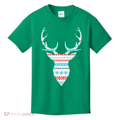 Ugly Christmas Pattern Deer Kids T-Shirt