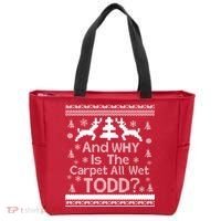 Ugly Christmas Sweater: And Why Is The Carpet Wet Todd Tote Bag thumb 0