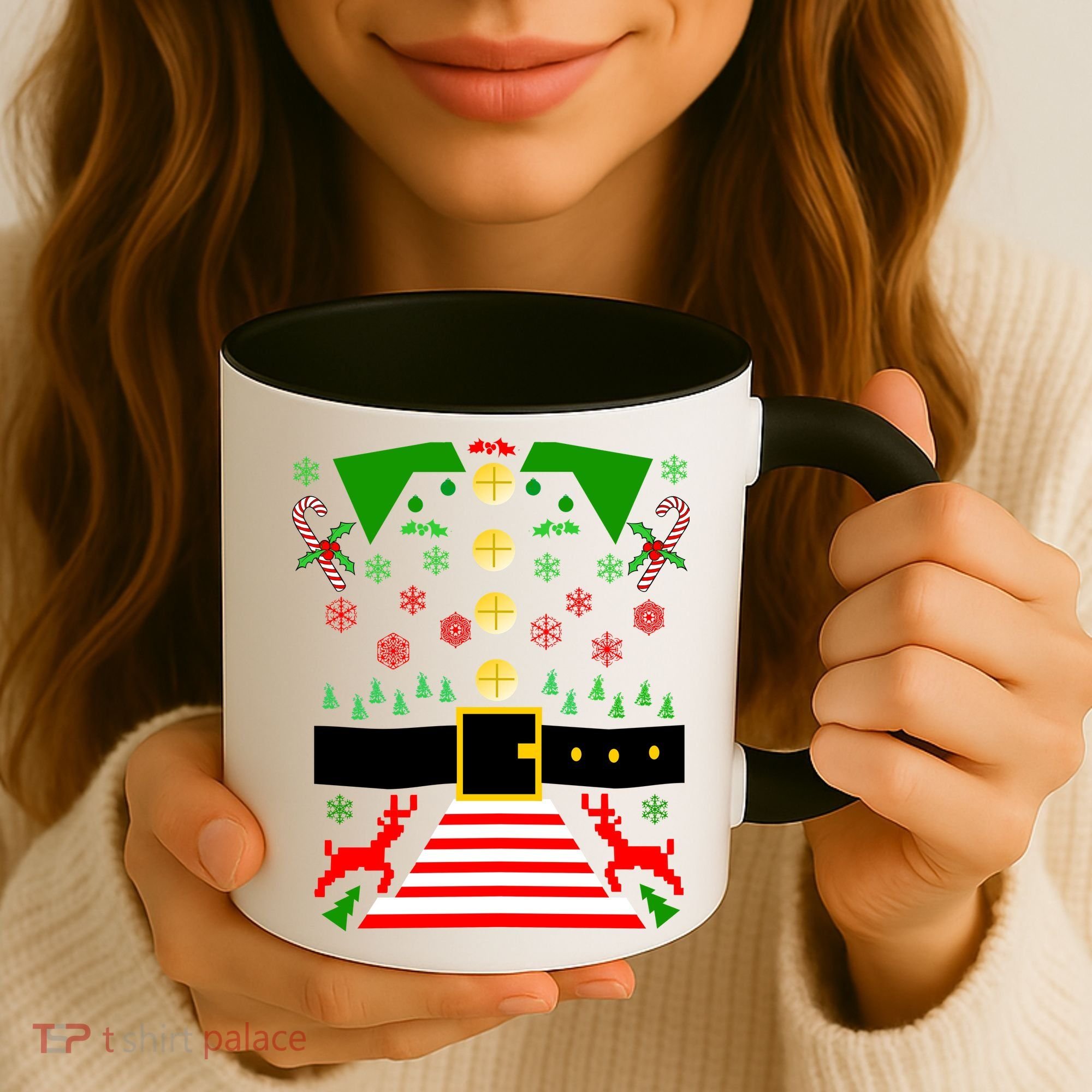 Ugly Christmas Sweater Elf Costume Coffee Mug