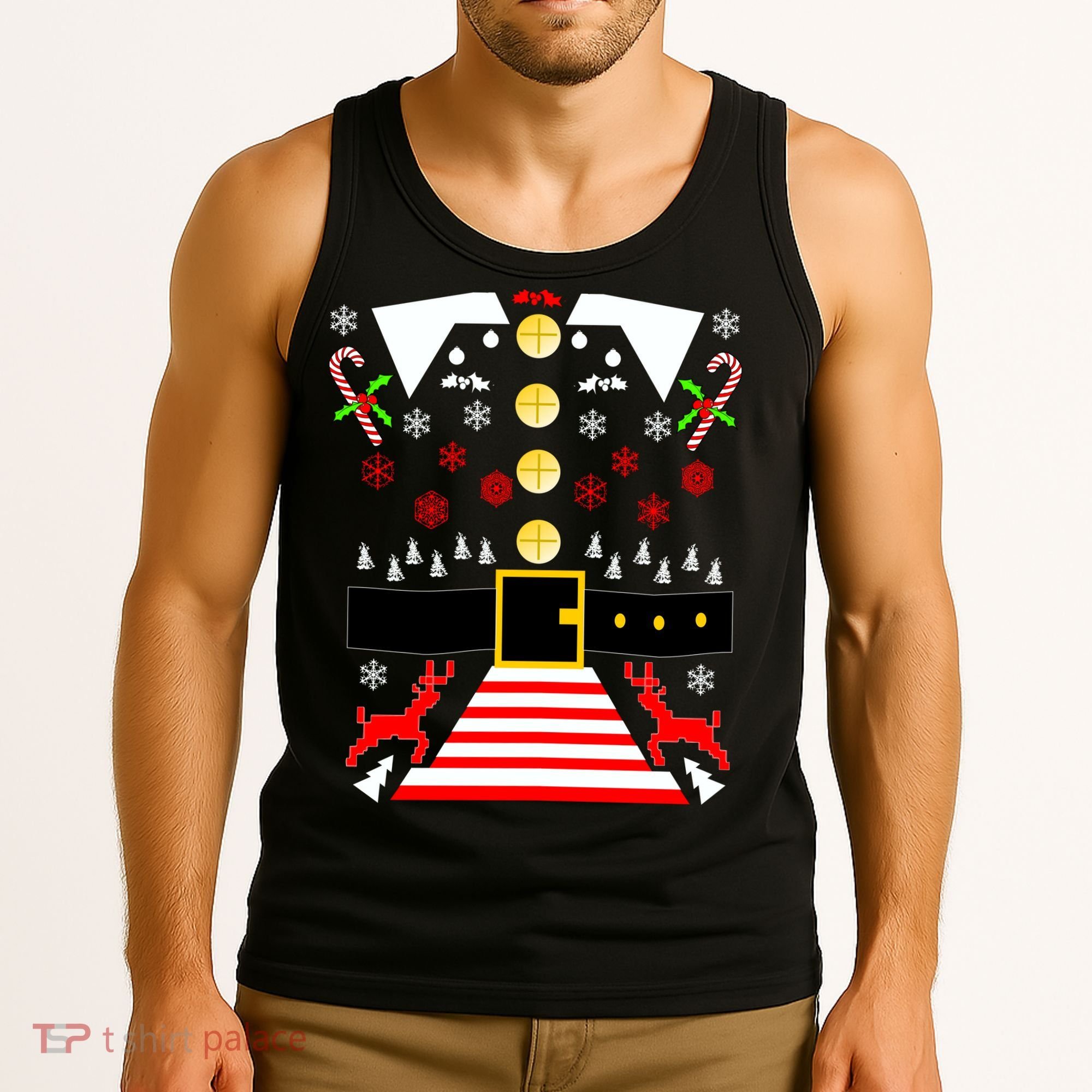 Ugly Christmas Sweater Elf Costume Tank Top