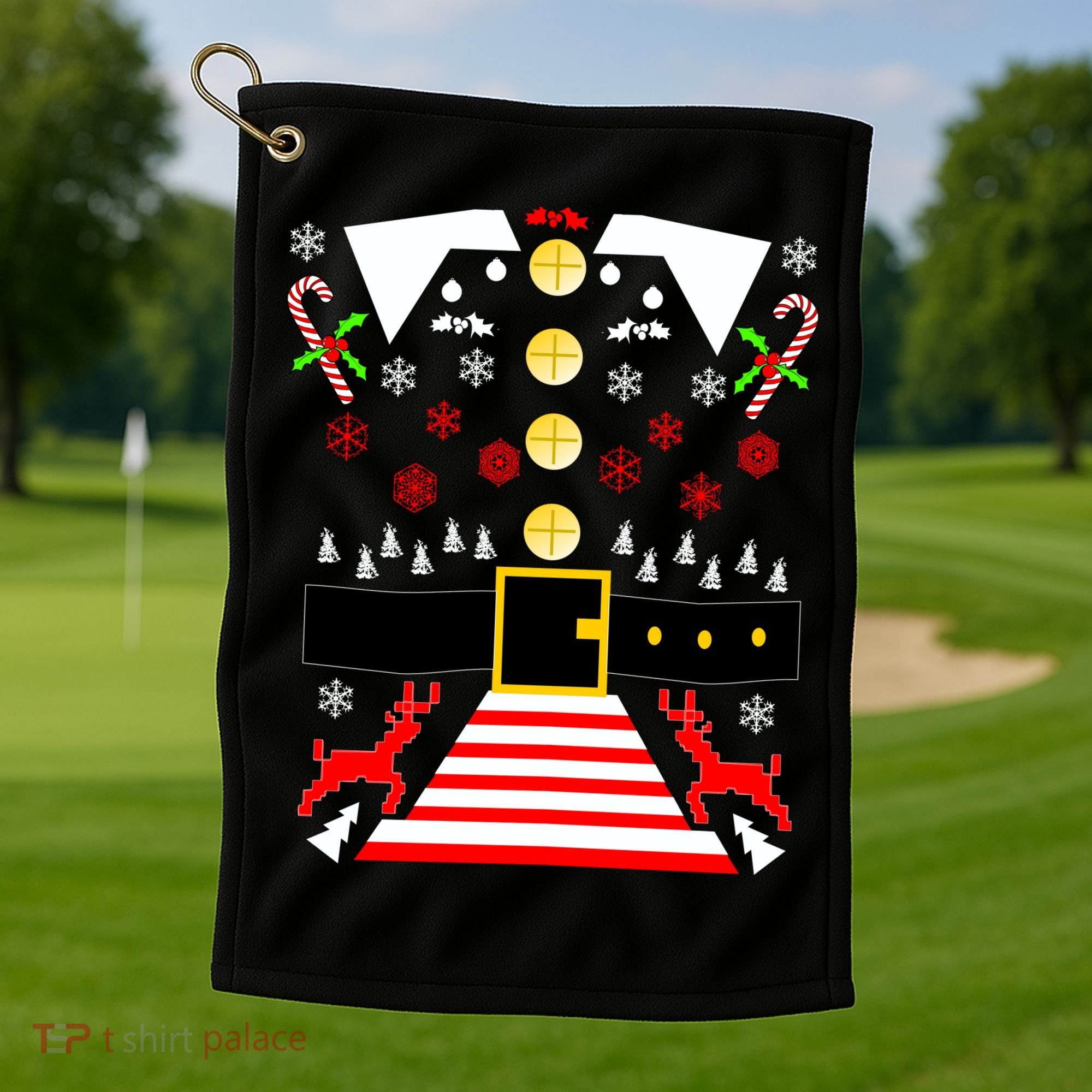 Ugly Christmas Sweater Elf Costume Golf Towel