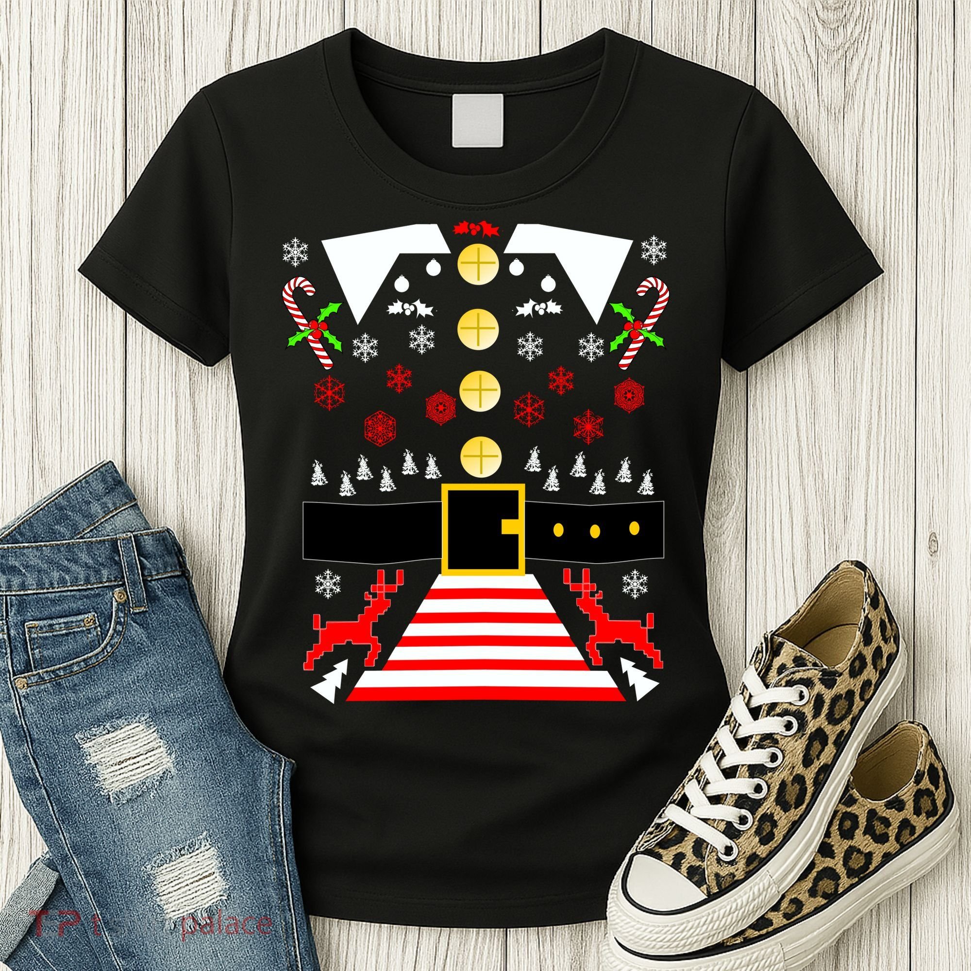 Ugly Christmas Sweater Elf Costume Women's T-Shirt