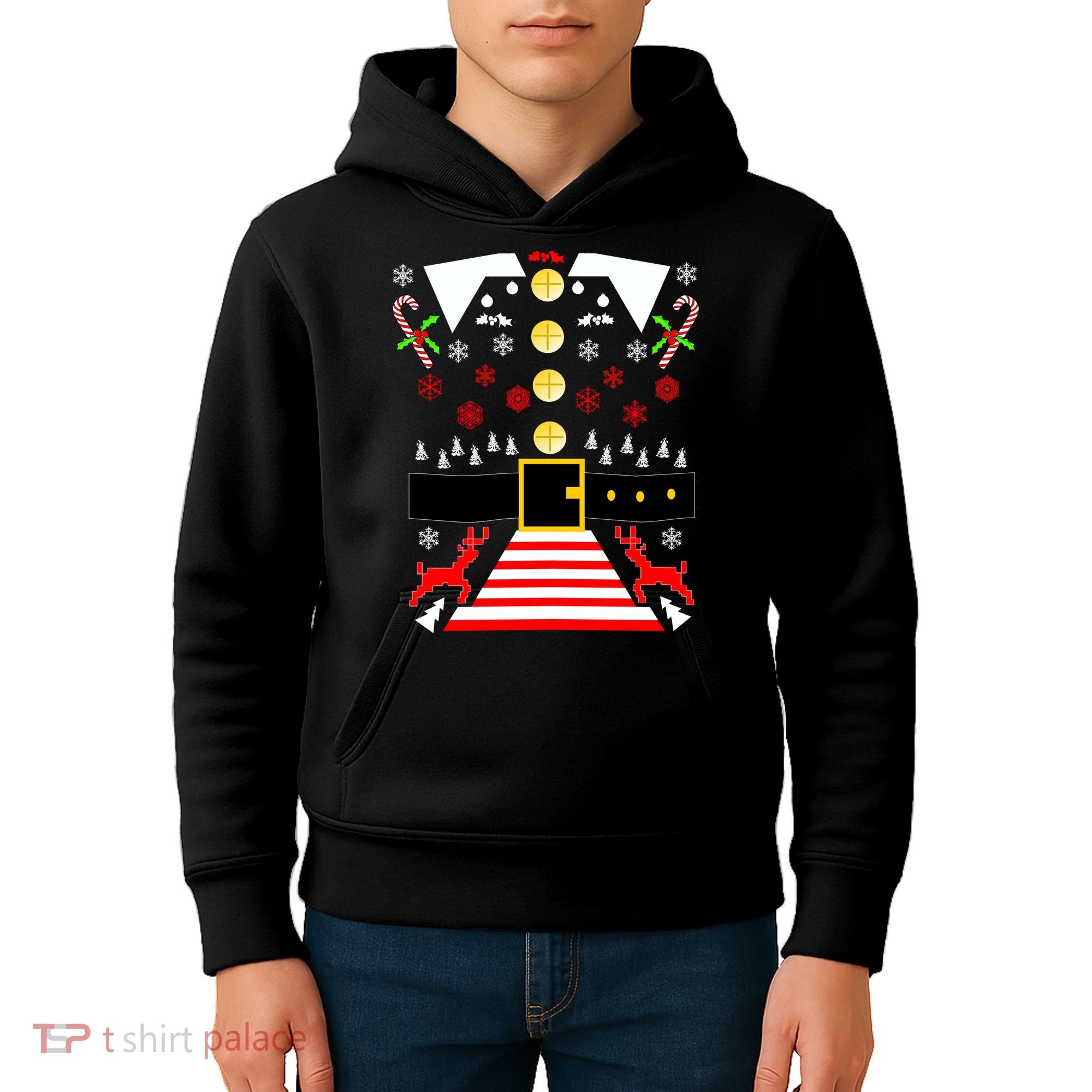 Ugly Christmas Sweater Elf Costume Kids Hoodie