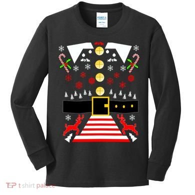 Ugly Christmas Sweater Elf Costume Kids Long Sleeve Shirt