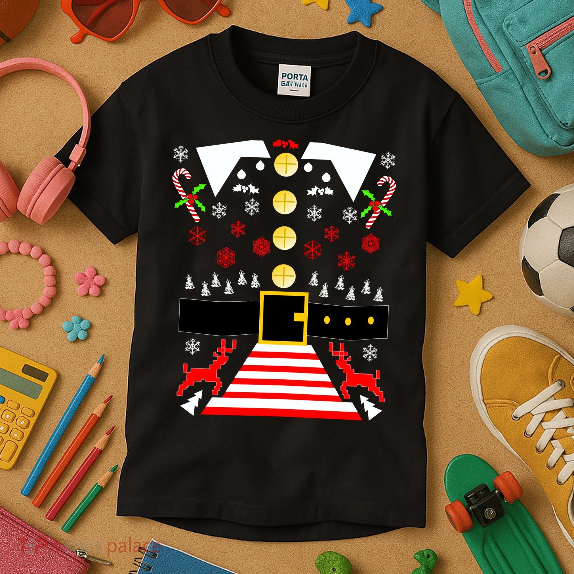 Ugly Christmas Sweater Elf Costume Kids T-Shirt