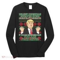 Ugly Christmas Sweater Fake News Trump Long Sleeve Shirt thumb 0