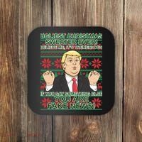 Ugly Christmas Sweater Fake News Trump Coaster thumb 0