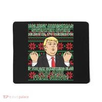 Ugly Christmas Sweater Fake News Trump Mousepad thumb 0