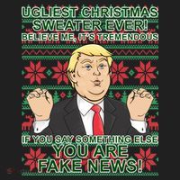 Ugly Christmas Sweater Fake News Trump Hat thumb 2