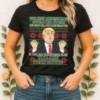 Ugly Christmas Sweater Fake News Trump Women's T-Shirt thumb 2