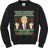 Ugly Christmas Sweater Fake News Trump Kids Sweatshirt thumb 0