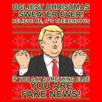 Ugly Christmas Sweater Fake News Trump Santa Hat thumb 1