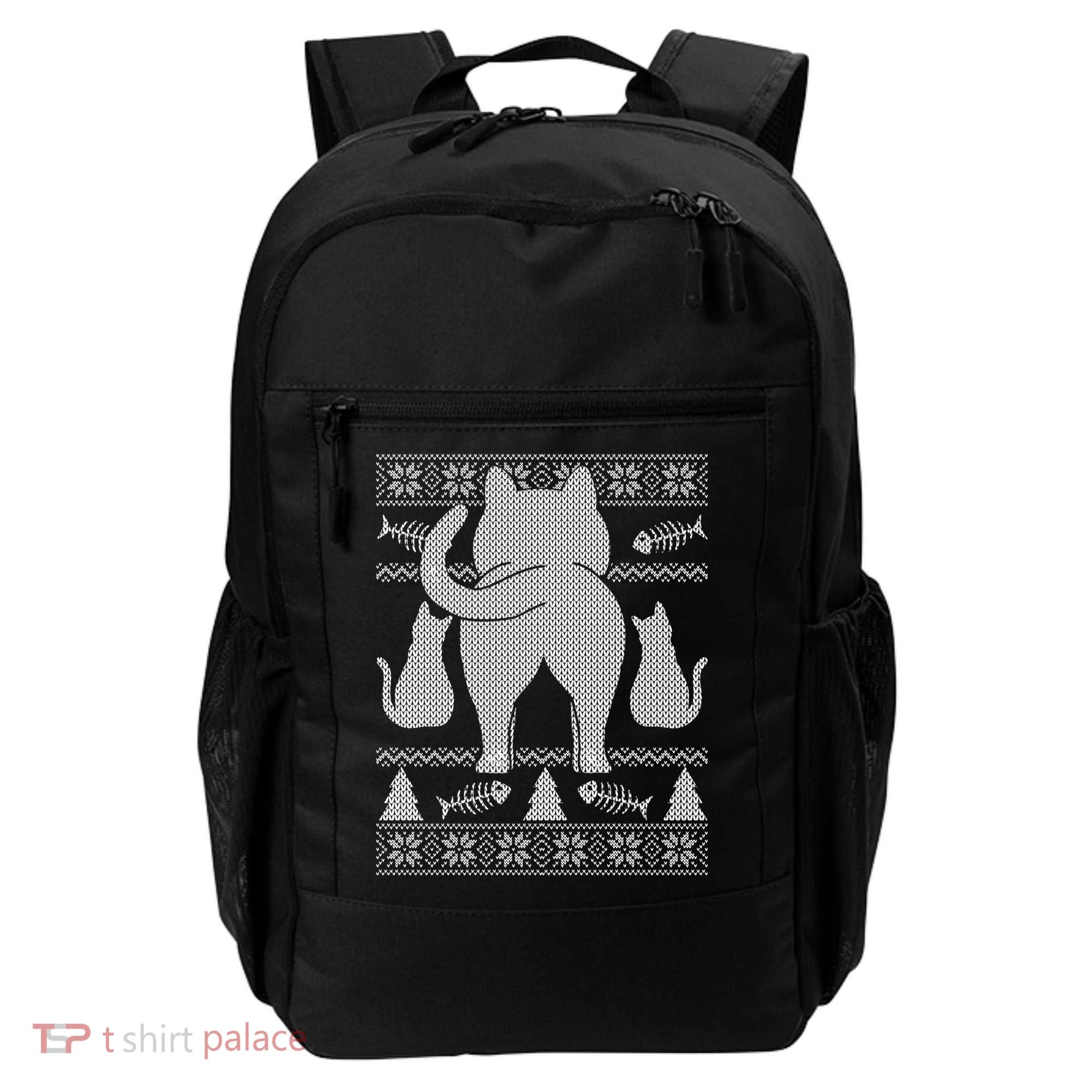 Ugly Christmas Sweater Festive Cat Butt Backpack