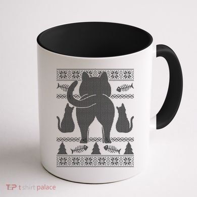 Ugly Christmas Sweater Festive Cat Butt Coffee Mug back