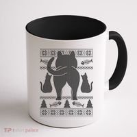 Ugly Christmas Sweater Festive Cat Butt Coffee Mug thumb 1