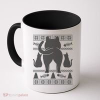 Ugly Christmas Sweater Festive Cat Butt Coffee Mug thumb 0