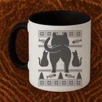Ugly Christmas Sweater Festive Cat Butt Coffee Mug thumb 2