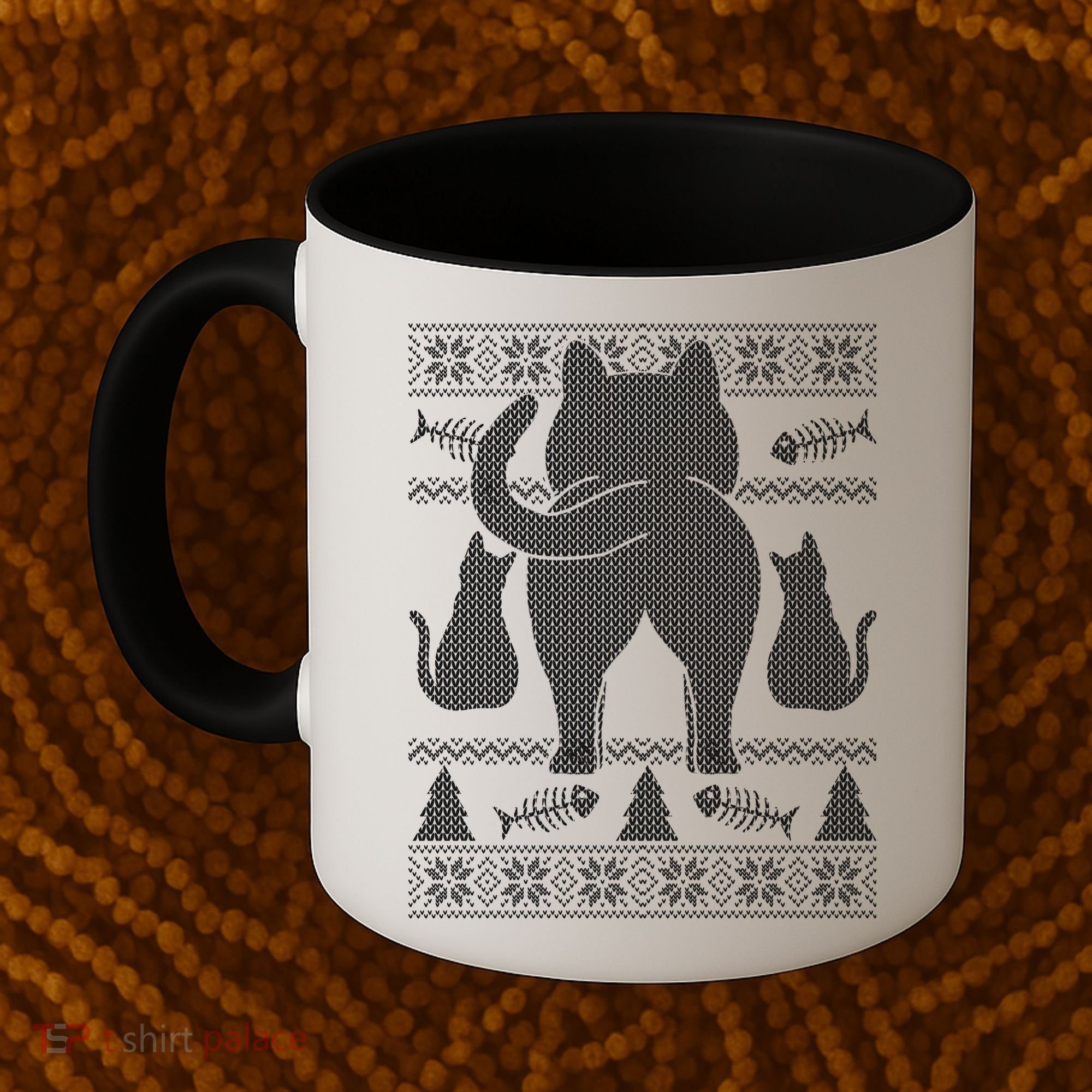 Ugly Christmas Sweater Festive Cat Butt Coffee Mug