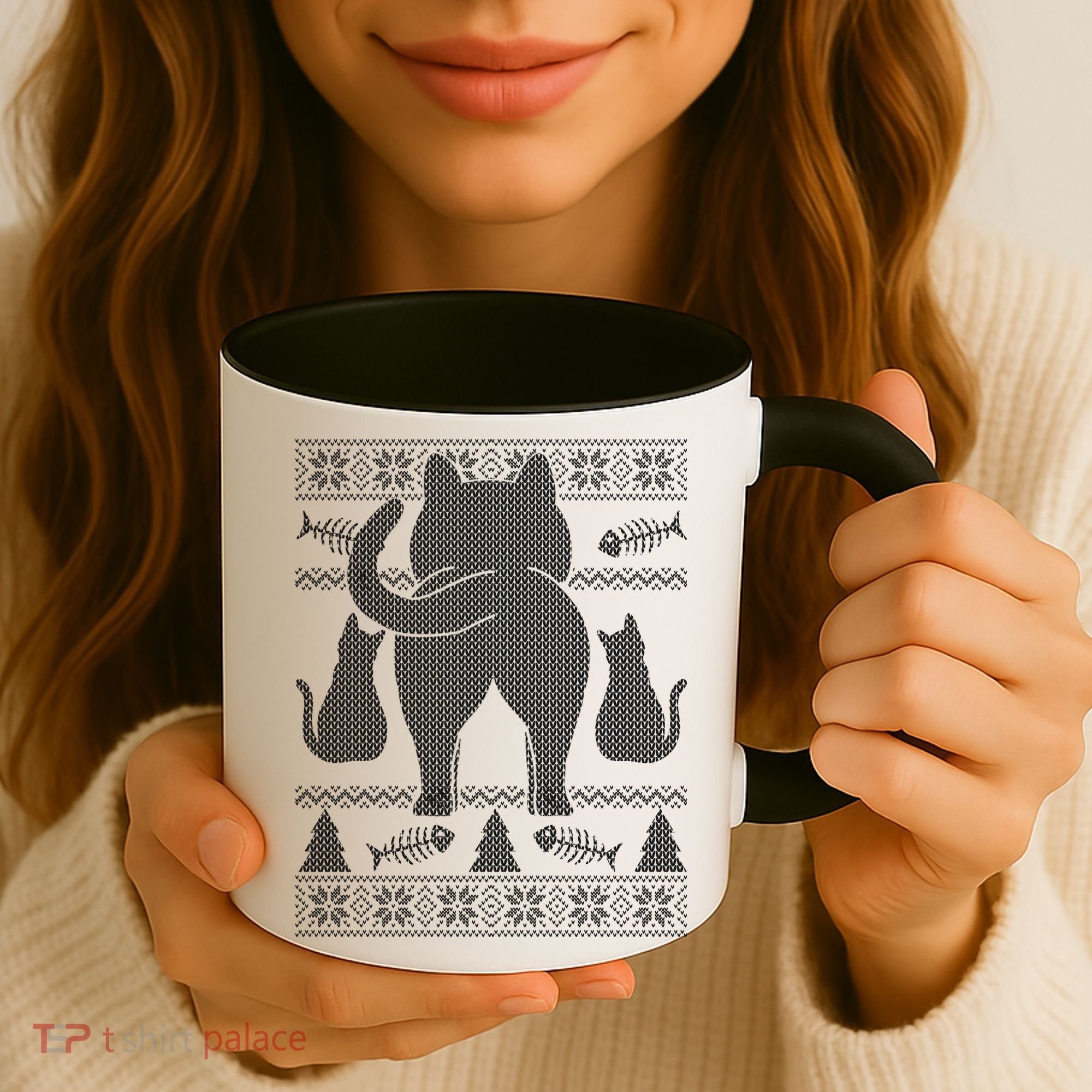 Ugly Christmas Sweater Festive Cat Butt Coffee Mug
