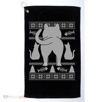Ugly Christmas Sweater Festive Cat Butt Golf Towel thumb 0