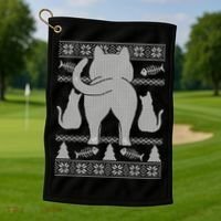 Ugly Christmas Sweater Festive Cat Butt Golf Towel thumb 1