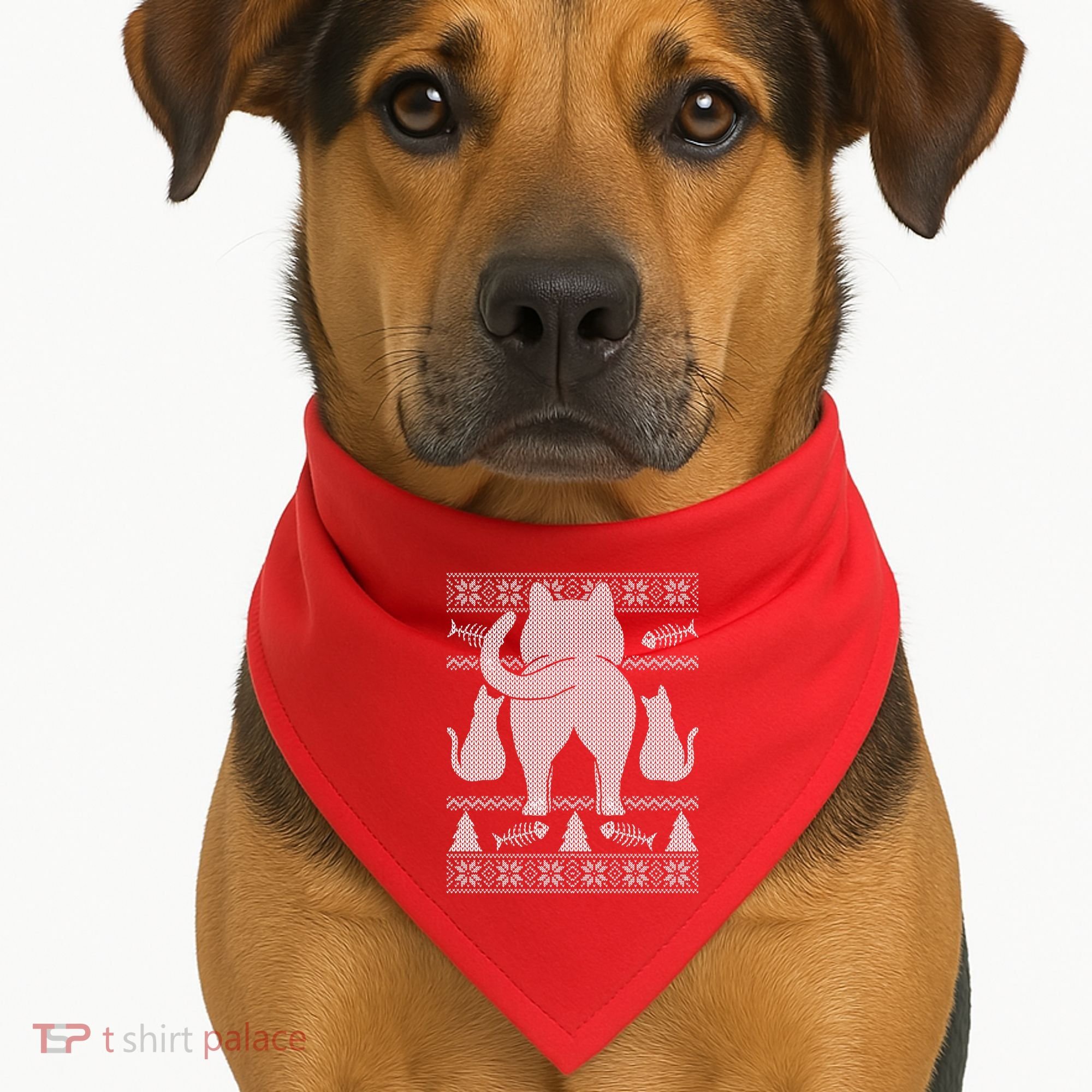 Ugly Christmas Sweater Festive Cat Butt USA-Made Doggie Bandana