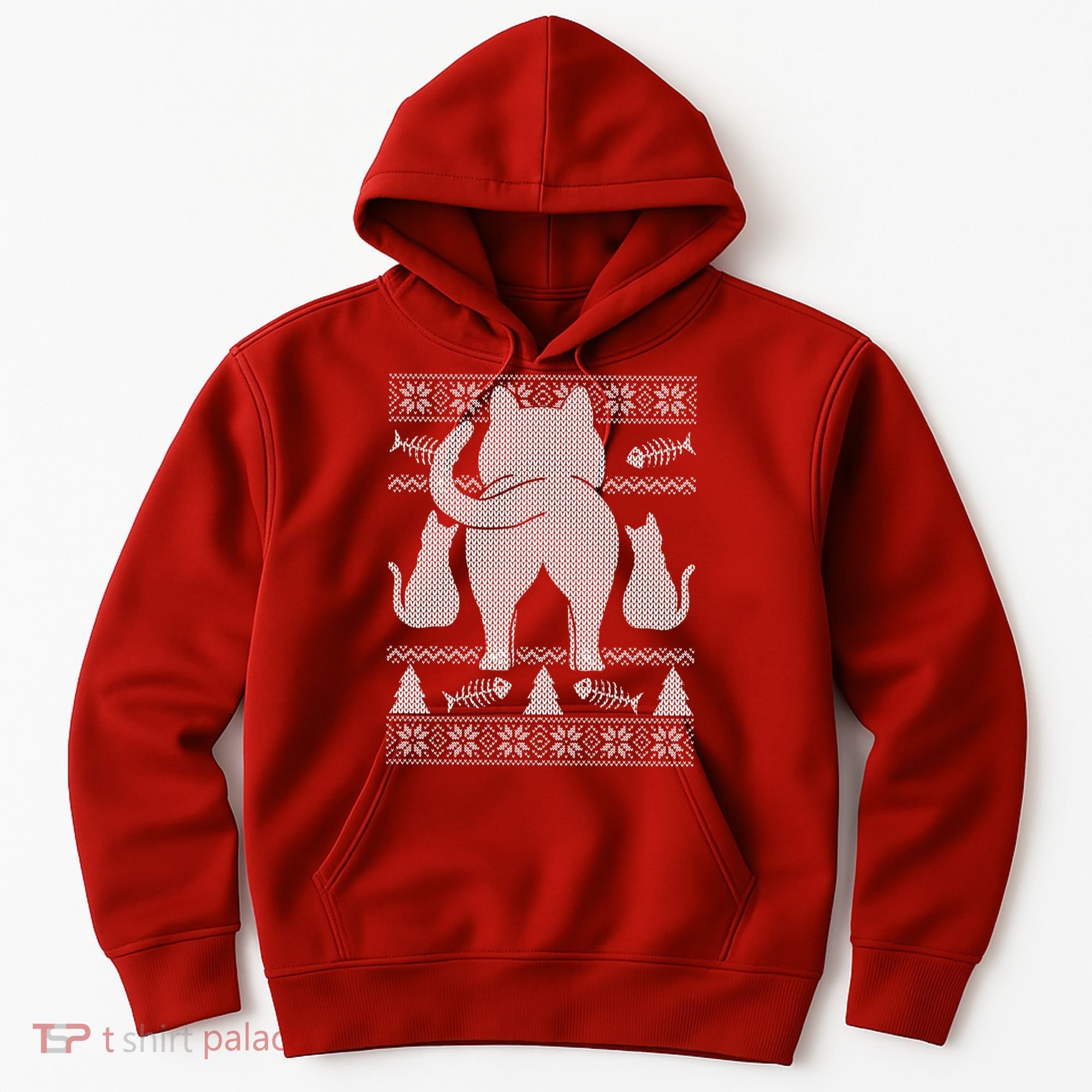 Ugly Christmas Sweater Festive Cat Butt Hoodie