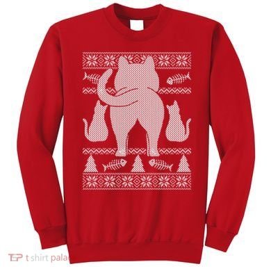 Ugly Christmas Sweater Festive Cat Butt Sweatshirt