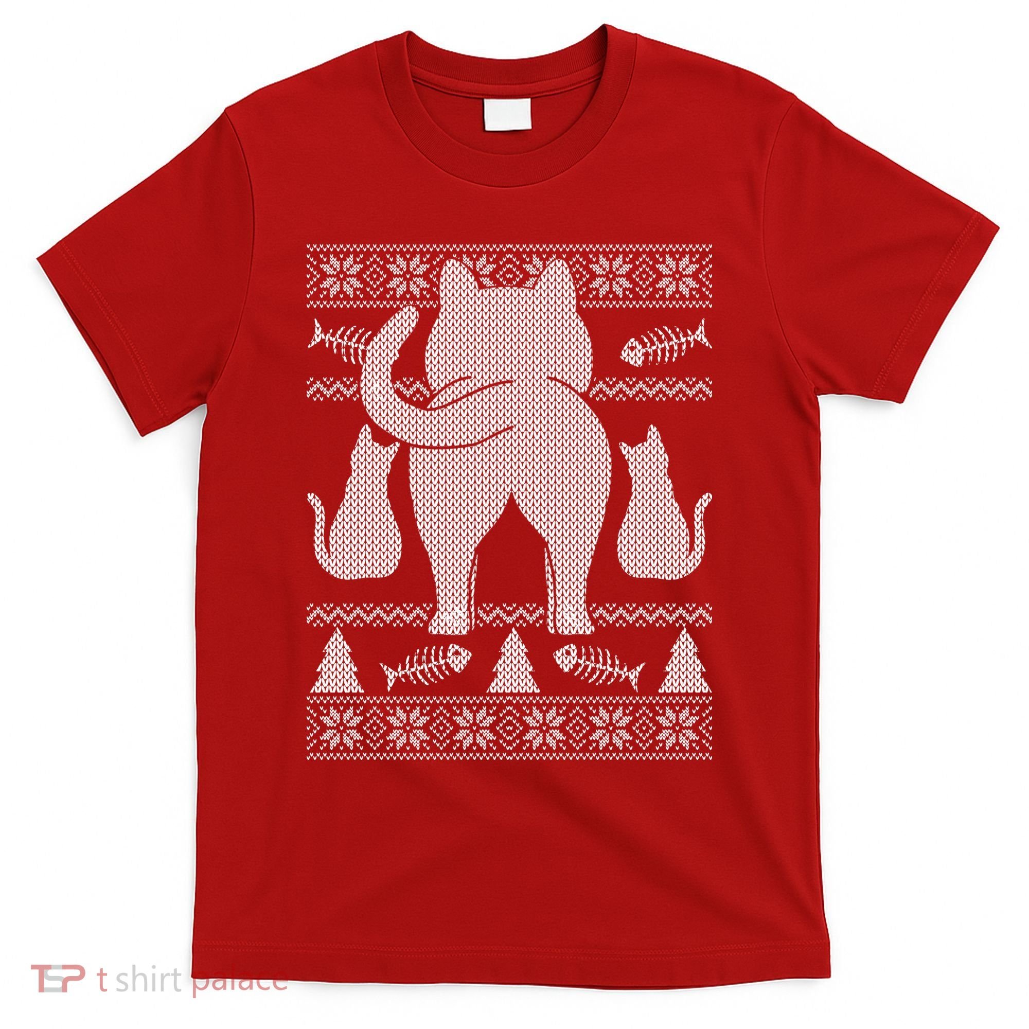 Ugly Christmas Sweater Festive Cat Butt T-Shirt