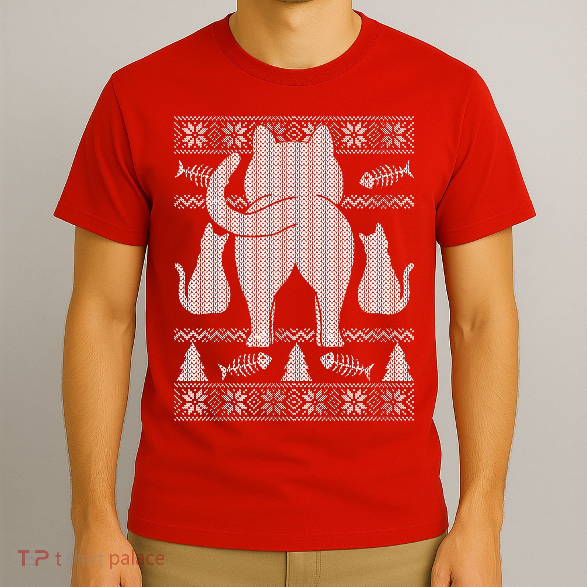 Ugly Christmas Sweater Festive Cat Butt T-Shirt