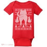 Ugly Christmas Sweater Festive Cat Butt Baby Bodysuit thumb 0