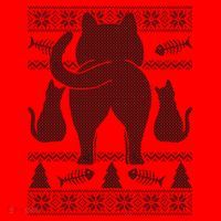 Ugly Christmas Sweater Festive Cat Butt Santa Hat thumb 1