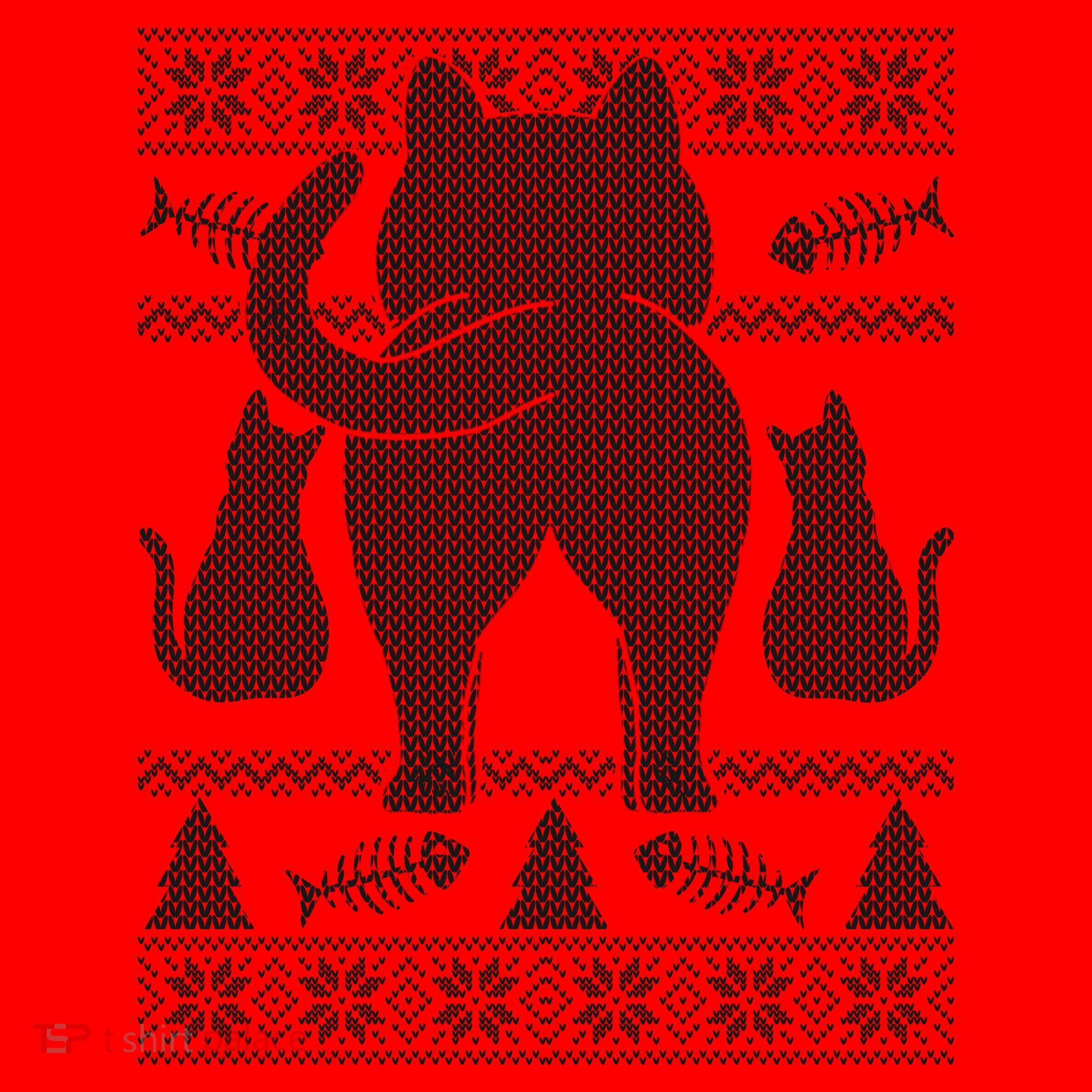 Ugly Christmas Sweater Festive Cat Butt Santa Hat