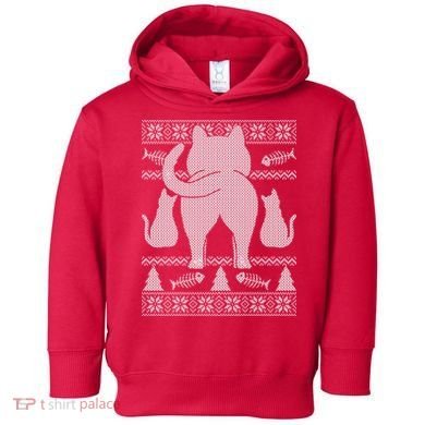 Ugly Christmas Sweater Festive Cat Butt Toddler Hoodie