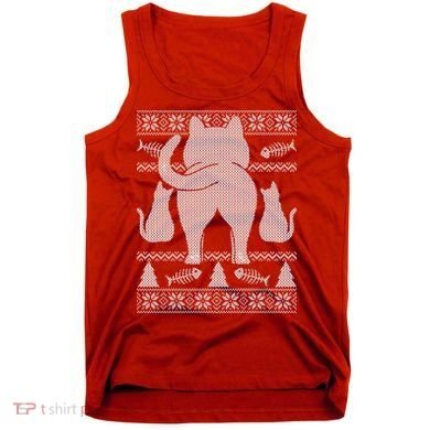 Ugly Christmas Sweater Festive Cat Butt Tank Top