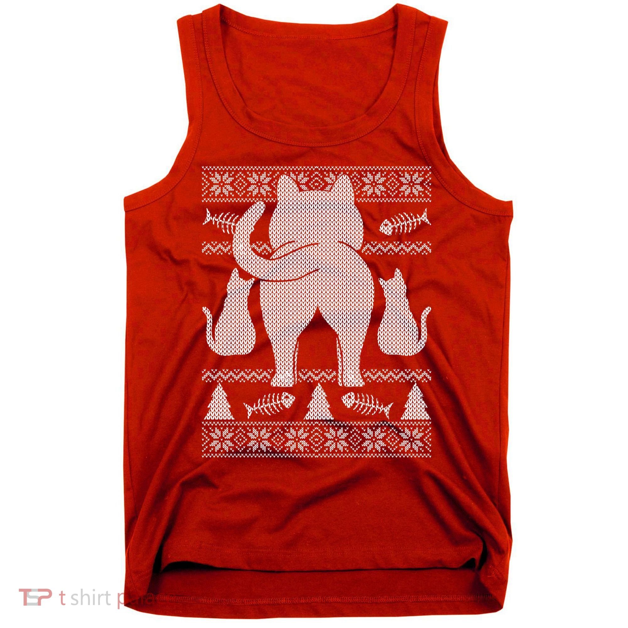Ugly Christmas Sweater Festive Cat Butt Tank Top