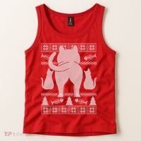 Ugly Christmas Sweater Festive Cat Butt Tank Top thumb 2