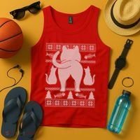 Ugly Christmas Sweater Festive Cat Butt Tank Top thumb 4