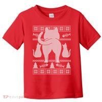 Ugly Christmas Sweater Festive Cat Butt Toddler T-Shirt thumb 0