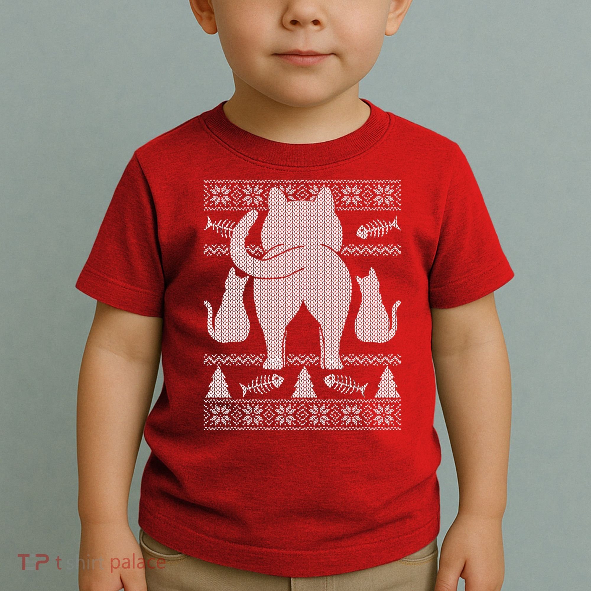 Ugly Christmas Sweater Festive Cat Butt Toddler T-Shirt