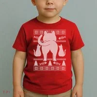 Ugly Christmas Sweater Festive Cat Butt Toddler T-Shirt thumb 2