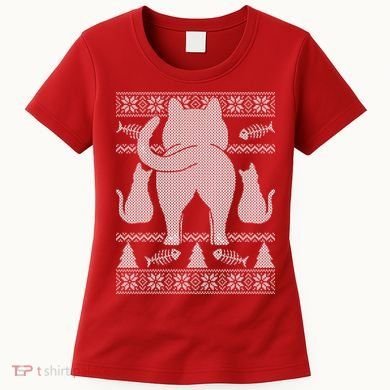 Ugly Christmas Sweater Festive Cat Butt Women's T-Shirt