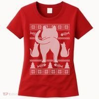 Ugly Christmas Sweater Festive Cat Butt Women's T-Shirt thumb 0