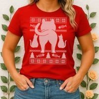 Ugly Christmas Sweater Festive Cat Butt Women's T-Shirt thumb 2