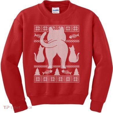 Ugly Christmas Sweater Festive Cat Butt Kids Sweatshirt